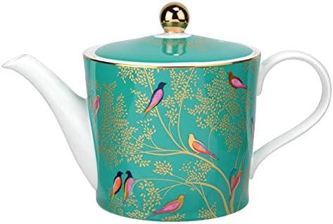אוסף שרה מילר לונדון צ'לסי אוסף 2 חצי ליטר קומקום | קומקום ירוק להגשת תה וקפה | עיצוב ציפורים צבעוניות